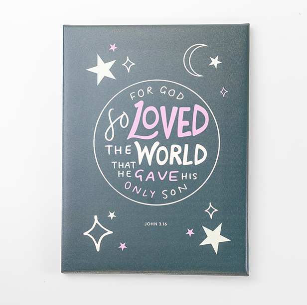 Illustrated Scripture Canvas (John 3.16) 300mm x 400mm